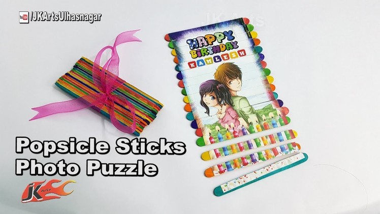 DIY  Birthday Gift Idea | How to make a popsicle stick photo puzzle | JK Arts 1280