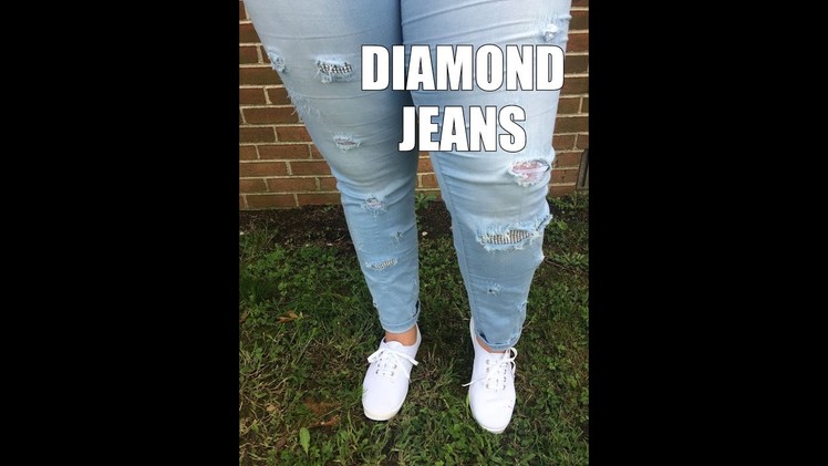 DIY DIAMOND + LACE DESIGNER RIPPED JEANS: How to Make Your Own Designer Jeans