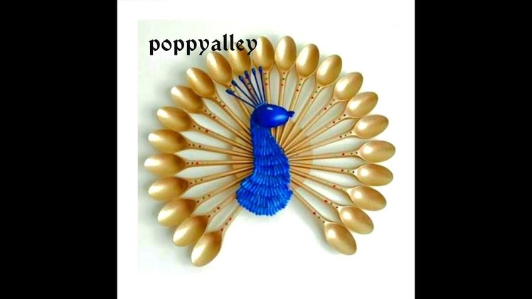 DIY Wall Decoration : How to Make a Peacock from Plastic Spoons Crafts | DIY Projects