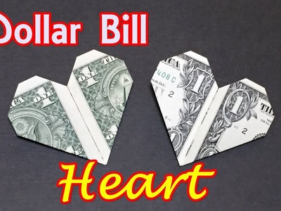 Dollar Bill Origami HEART |  How to Fold Heart out of Money |  Origami Easy for Beginners