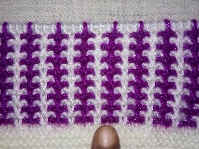 Easy Two Color Knitting Pattern No.38|Hindi