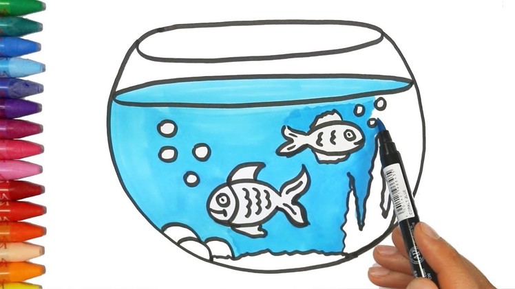 Fish Tank drawing and coloring | How to Draw and Color Kids TV