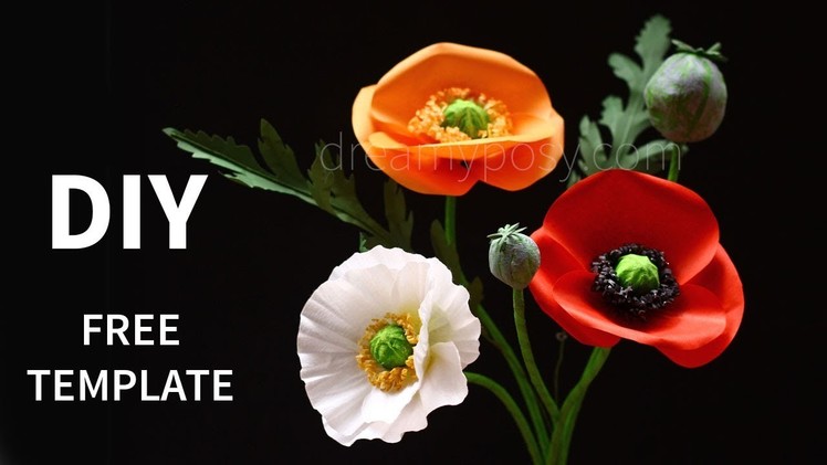 [FREE template and tutorial] How to make paper Poppy flower