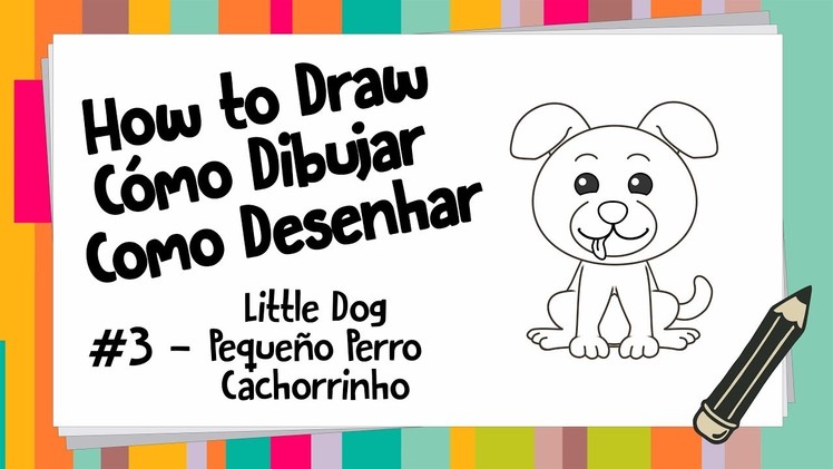 How to Draw a Little Dog (BINGO) | #3 Art & Craft Fofo Panda | English + Spanish + Portuguese | 4K