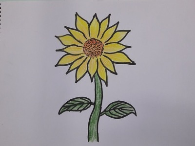 How to Draw a Sunflower Easy Step by Step - Sunflower Drawing Tutorial || Avro Drawing School
