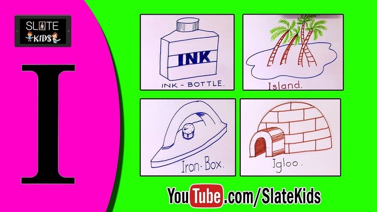 How To Draw Alphabet "I" In Stencil Style | Pencil Sketch of Alphabet 'I' | Slate Kids