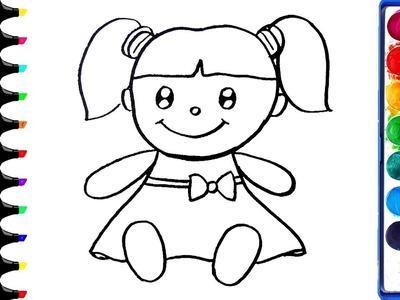 How to Draw Doll | Coloring Book for Kids to Learn | Learn Colors