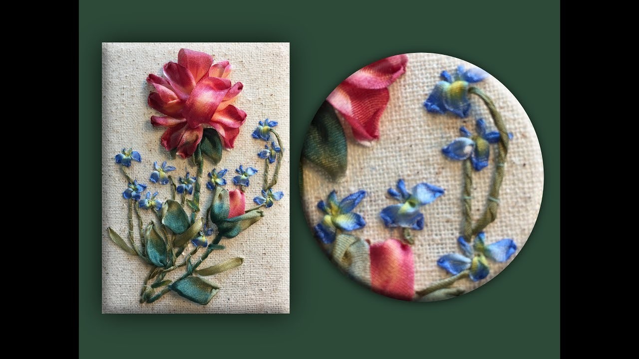 How to embroider a silk ribbon lobelia group