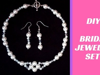 How to make a bridal necklace and earrings in no time. Handmade jewelry project