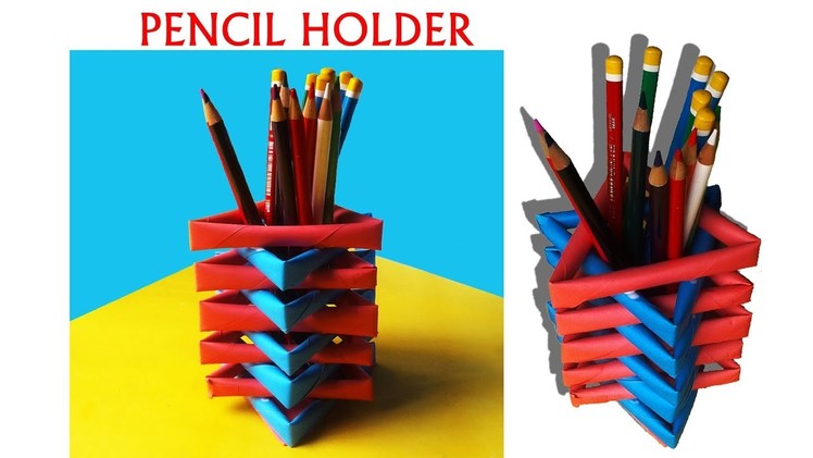 How to make a paper pencil holder Easy origami pen holders art crafts for beginners makin low