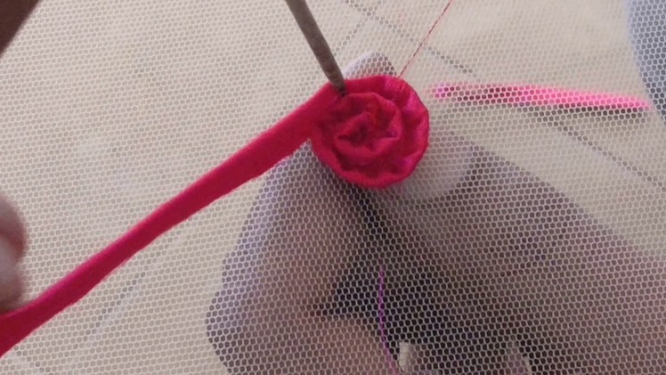 How to make a Twirled Ribbon Flower using Hand Embroidery