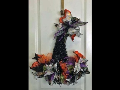 How to make a witch hat for Halloween with all dollar tree items with a Terri bow by hand