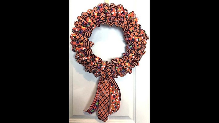 How to make a wreath from just ribbon for Halloween or any occassion