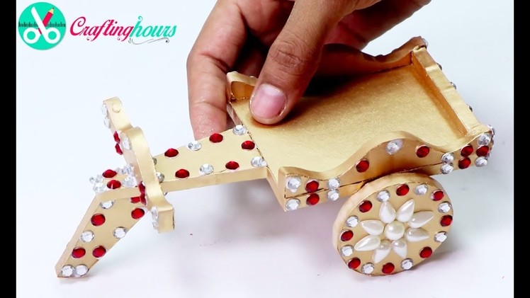 How to Make Awesome Ox Cart Handicraft Showpiece | DIY Home Decor with Cardboard