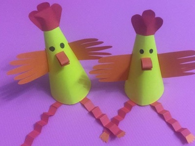How to Make Chicken with Color Paper | DIY Paper Rooster Making