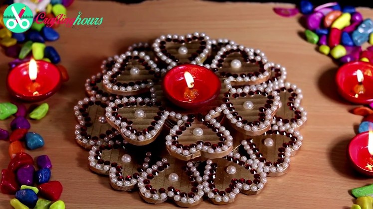 How to Make Designer Deepak Stand for Navratri and Diwali Decoration using Cardbaord