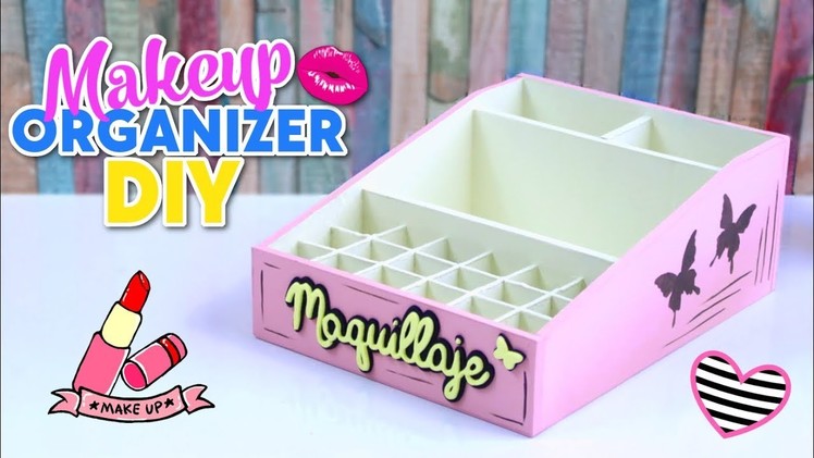 HOW TO MAKE DIY EASY AND USEFUL MAKEUP ORGANIZER MADE WITH CARDBOARD BOXES - RECYCLED CRAFTS