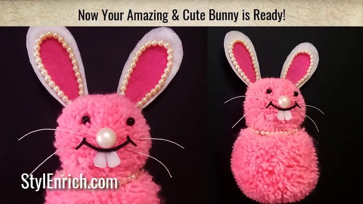How to make DIY Pom Pom Bunny | Easy Stuffed Woollen Rabbit | Kids Craft | StylEnrich