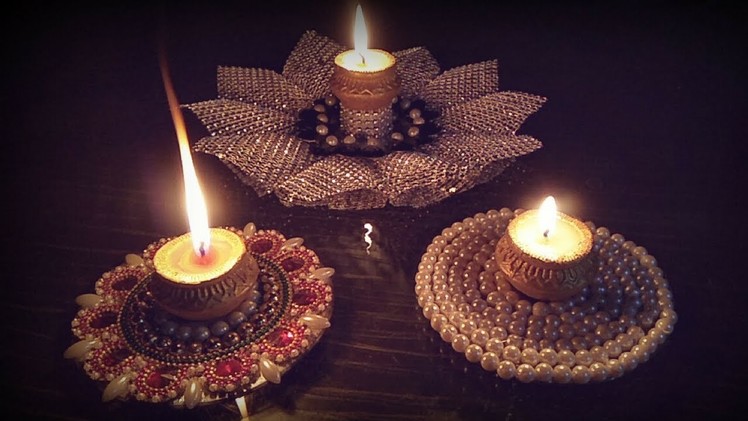 How to make diya holder with cd |diwali decoration ideas at home |tea light candle holder