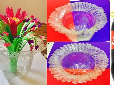 How to make Flower Vase From Waste Plastic Bottles | Recycled craft ideas - Best out of waste