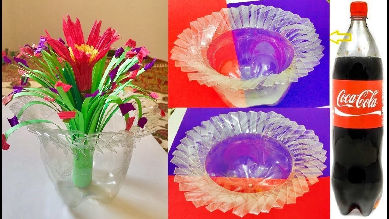 How to make Flower Vase From Waste Plastic Bottles, Recycled craft