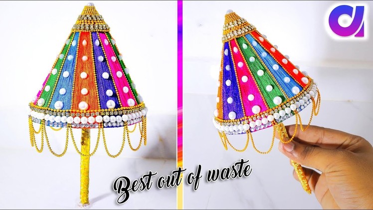 How to make Ganesh Umbrella from waste plastic bottles | Best out of waste | Artkala 274