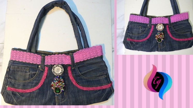 How to make handbag from old jeans - Jeans bags handmade - Recycle old jeans