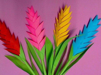 How to Make Heliconia Flower with Color Paper | DIY Paper Flowers Making