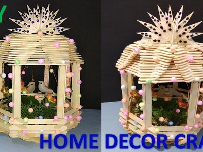 How to make ice cream stick home for birds || DIY || home decor crafts