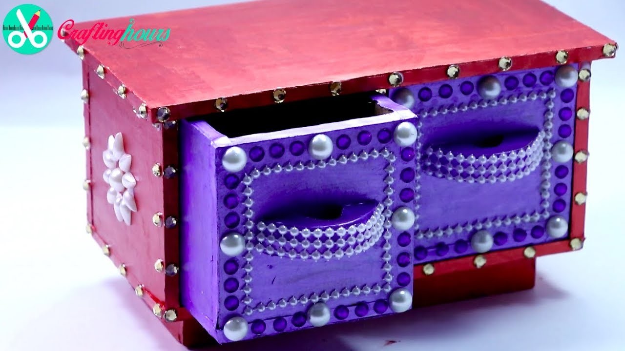 How to Make Mini Desk Organiser with Drawers, Superb Home Decor Idea