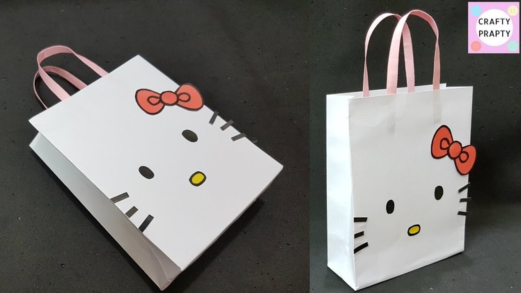 How to make Paper Bag. DIY Hello kitty Paper Bag.DIY Paper bag for treat.DIY Goodie bag.candy bag