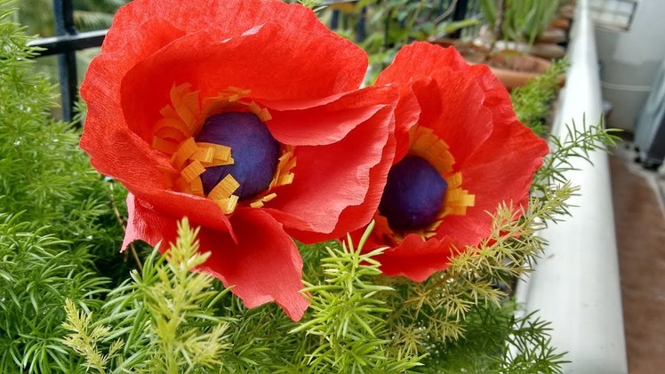 How To Make Poppy Flower From Crape Paper | Pretty Poppy Flower