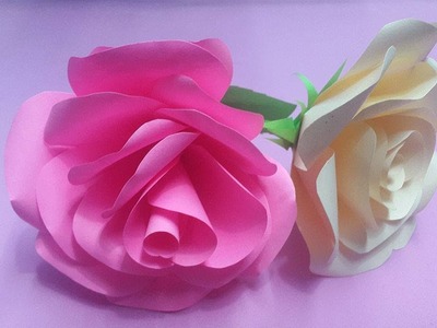 How to Make Rose Flower with Color Paper | DIY Paper Flowers Making