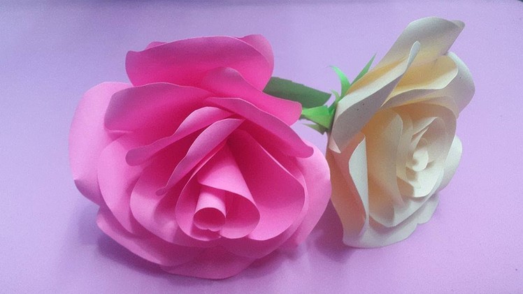 How to Make Rose Flower with Color Paper | DIY Paper Flowers Making