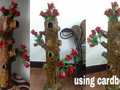 How to make tree vase using cardboard very easy