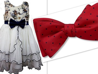 How to sew bow from fabric for baby girl's party wear dress and hair accessories DIY