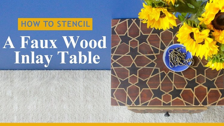 How to Stencil & Stain Furniture with a Faux Wood Inlay