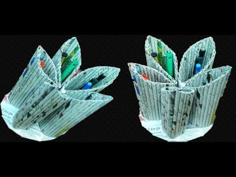 Multipurpose organiser with newspaper | Best out of Waste| How to make Pen Stand| Art with Neha 93