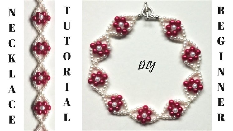 Necklace(bracelet) pattern. How to make pearl beaded necklace-Super easy tutorial