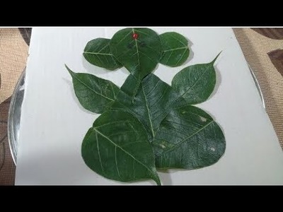 Peepal leaf ganesha:How to make ganesha with leaves:Eco friendly ganesha:ganesha with natural things