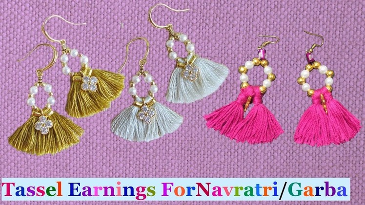 Tassel earrings | How to make silk thread Tassel earrings at home |Navratri.Garba jewellery making