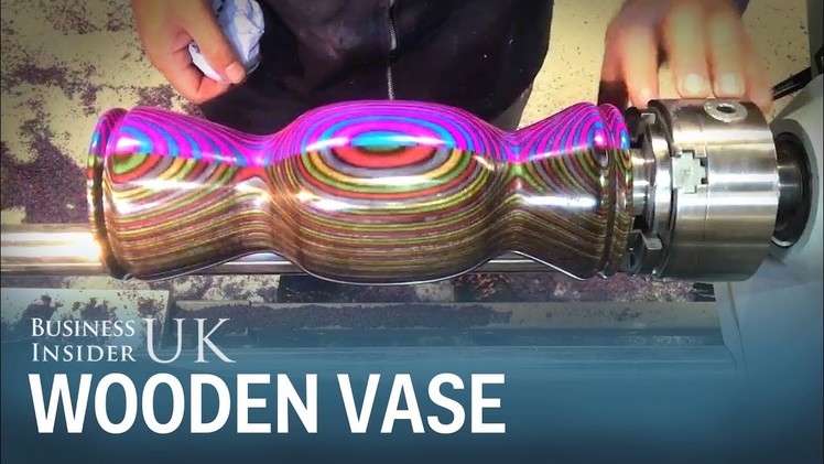 This carpenter shows how to make a beautiful vase out of four pieces of dyed wood
