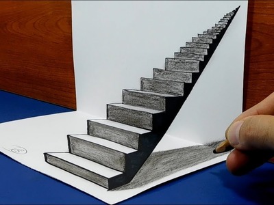 3D Trick Art on Paper, How to draw, Stairway to Heaven