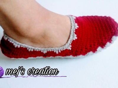 Crochet shoes for adult with rubber sole
