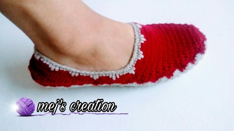Crochet shoes for adult with rubber sole