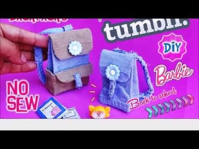 DIY | How to make  BACKPACKS for DOLLS Barbie, INSPIRED TUMBLR, EASSY! NO SEW!
