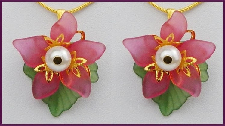DIY | Perlen Blumen Kettenanhänger | Acrylic flower bead necklace pendant | Beaded jewelry