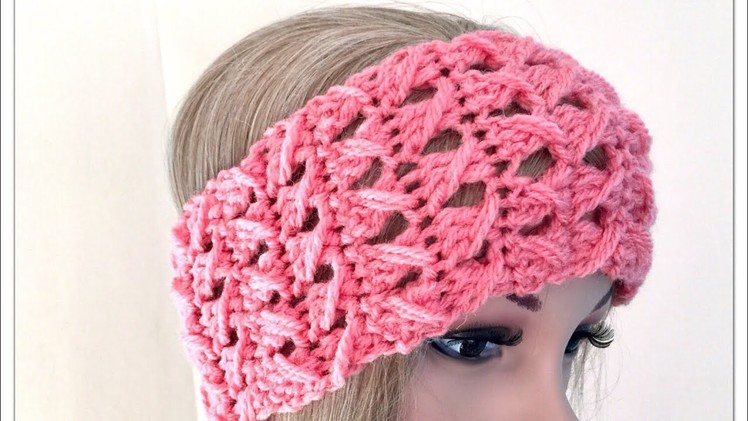 Easy twisted lace Irish crochet stitch for headband scarf and mittens all in 1 video - tutorial no.1