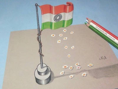 How to draw 3D flag of India  ( Tiranga )