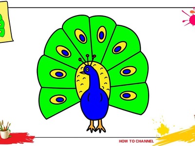 How to draw a Peacock EASY & SLOWLY step by step for kids and beginners